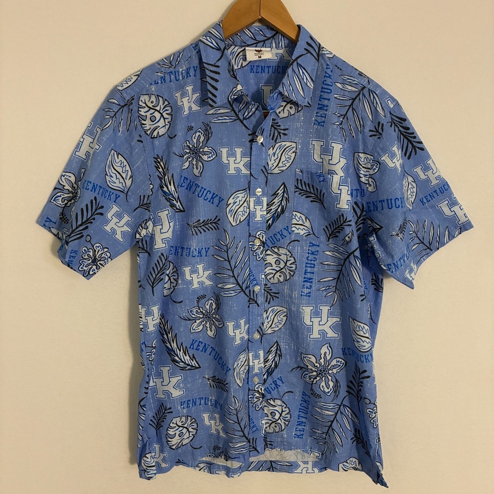 University Kentucky Wildcats Shirt Mens M Floral Button Up Tropical Wes & Willy